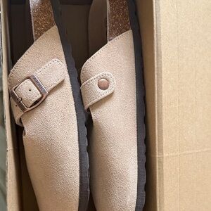Beige Suede Women's Slip-On Loafers